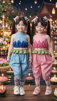 Two-Color Festival Outfit Duo Pose — illustrative cover